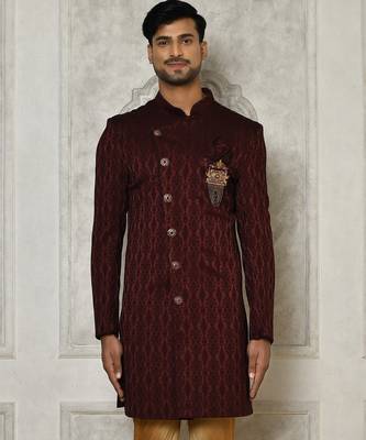 Mahroon anghrakha pattern work indo western 1