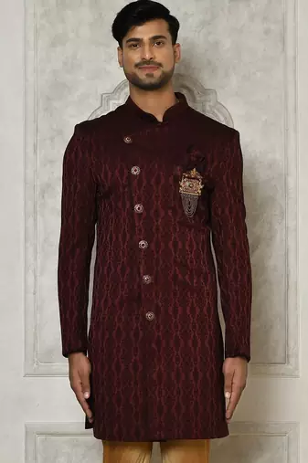 Mahroon anghrakha pattern work indo western