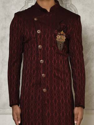 Mahroon anghrakha pattern work indo western 2