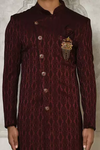 Mahroon anghrakha pattern work indo western