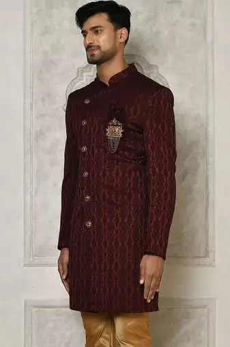 Mahroon anghrakha pattern work indo western