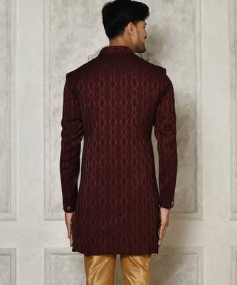 Mahroon anghrakha pattern work indo western 4