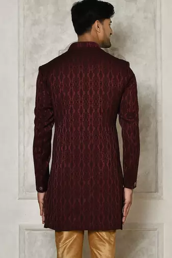 Mahroon anghrakha pattern work indo western