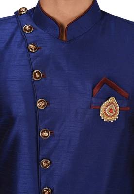 Royal blue anghrakha pattern work indo western 2