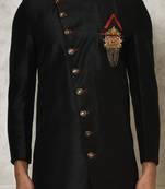 Black anghrakha pattern work indo western