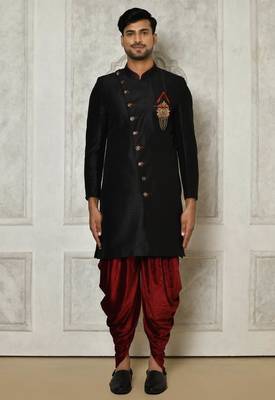 Black anghrakha pattern work indo western 2