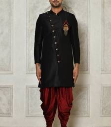 Black anghrakha pattern work indo western