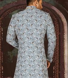 Sky blue anghrakha pattern work indo western