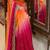 Orange Color embroidery sequence border and tussels Chinon Saree