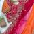 Orange Color embroidery sequence border and tussels Chinon Saree