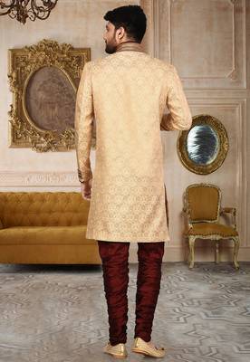 Gold anghrakha pattern work on zari jamewar fabric with handwork 2