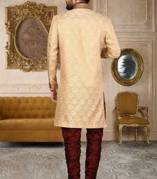 Gold anghrakha pattern work on zari jamewar fabric with handwork