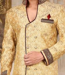 Gold anghrakha pattern work on zari jamewar fabric with handwork