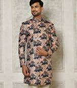 Peach anghrakha pattern work indo western