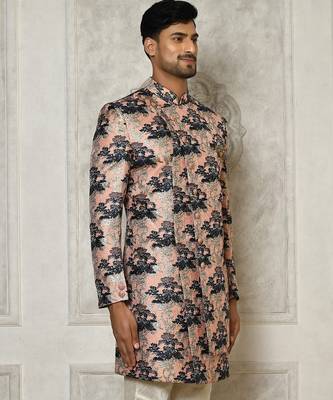 Peach anghrakha pattern work indo western 2