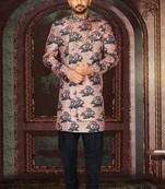 Peach anghrakha pattern work indo western