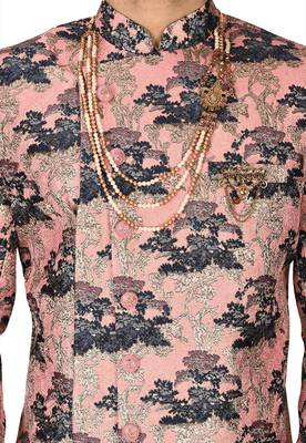 Peach anghrakha pattern work indo western 2