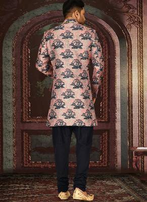 Peach anghrakha pattern work indo western 3
