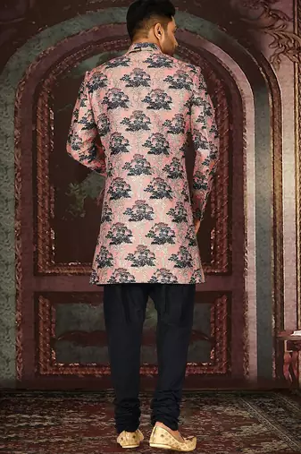 Peach anghrakha pattern work indo western