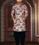 Peach anghrakha pattern work indo western