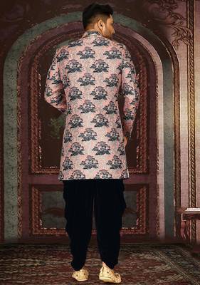 Peach anghrakha pattern work indo western 4