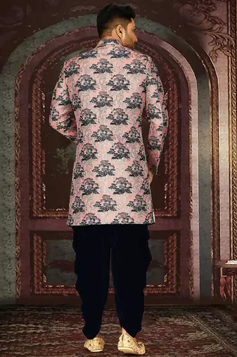 Peach anghrakha pattern work indo western