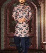 Peach anghrakha pattern work indo western