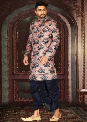 Peach anghrakha pattern work indo western 3