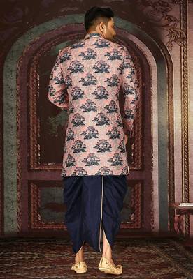 Peach anghrakha pattern work indo western 4