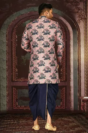 Peach anghrakha pattern work indo western