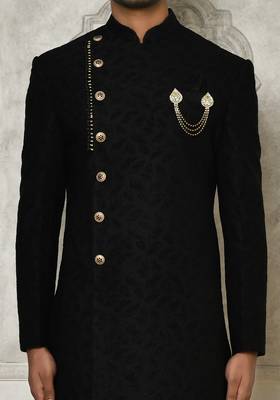 Black anghrakha pattern work indo western 2