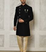 Black anghrakha pattern work indo western