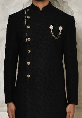 Black anghrakha pattern work indo western 2