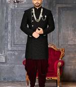 Black anghrakha pattern work indo western