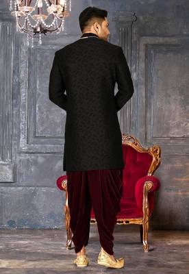 Black anghrakha pattern work indo western 4
