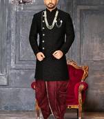 Black anghrakha pattern work indo western