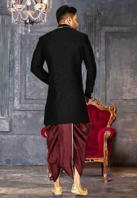 Black anghrakha pattern work indo western 4