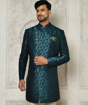 Rama green anghrakha pattern work indo western 1
