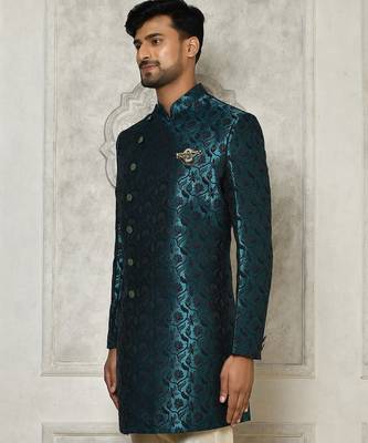 Rama green anghrakha pattern work indo western 2