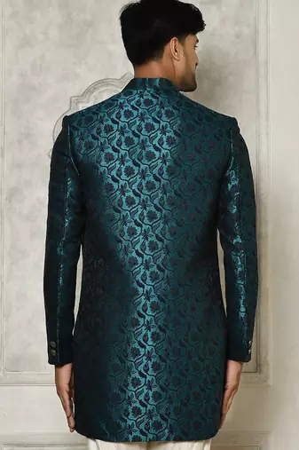 Rama green anghrakha pattern work indo western
