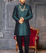 Rama green anghrakha pattern work indo western