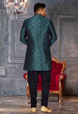 Rama green anghrakha pattern work indo western 3