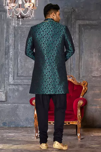 Rama green anghrakha pattern work indo western