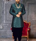 Rama green anghrakha pattern work indo western