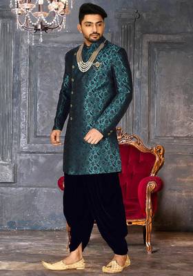 Rama green anghrakha pattern work indo western 3