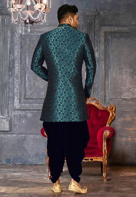 Rama green anghrakha pattern work indo western 4