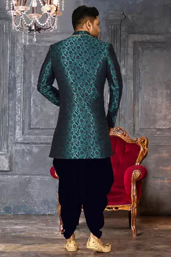 Rama green anghrakha pattern work indo western