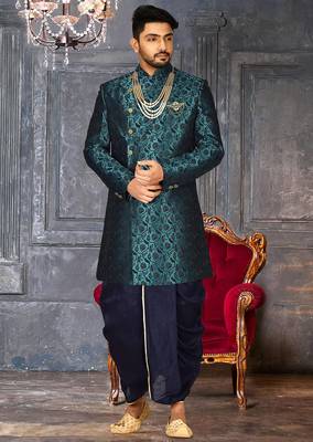 Rama green anghrakha pattern work indo western 1