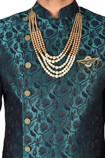 Rama green anghrakha pattern work indo western