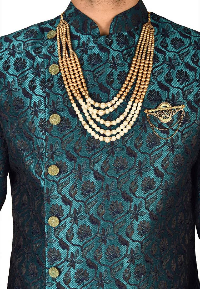 Rama green anghrakha pattern work indo western